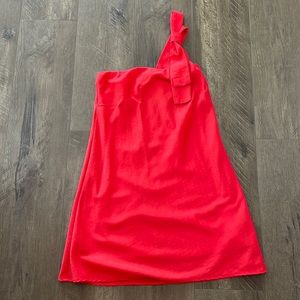 Red/orange one shoulder dress